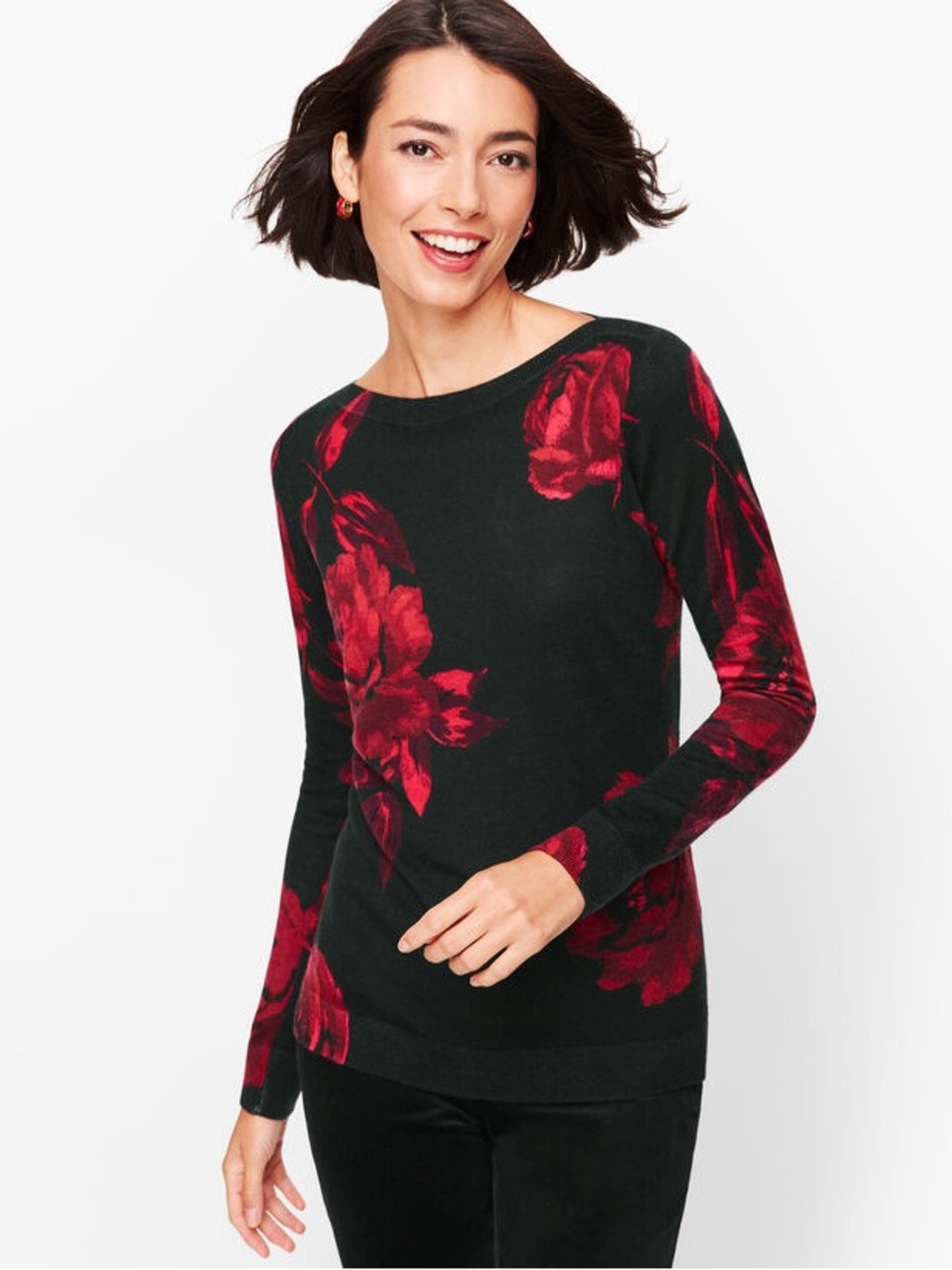 Talbots PAINTERLY FLORAL MERINO SWEATER size 1X
